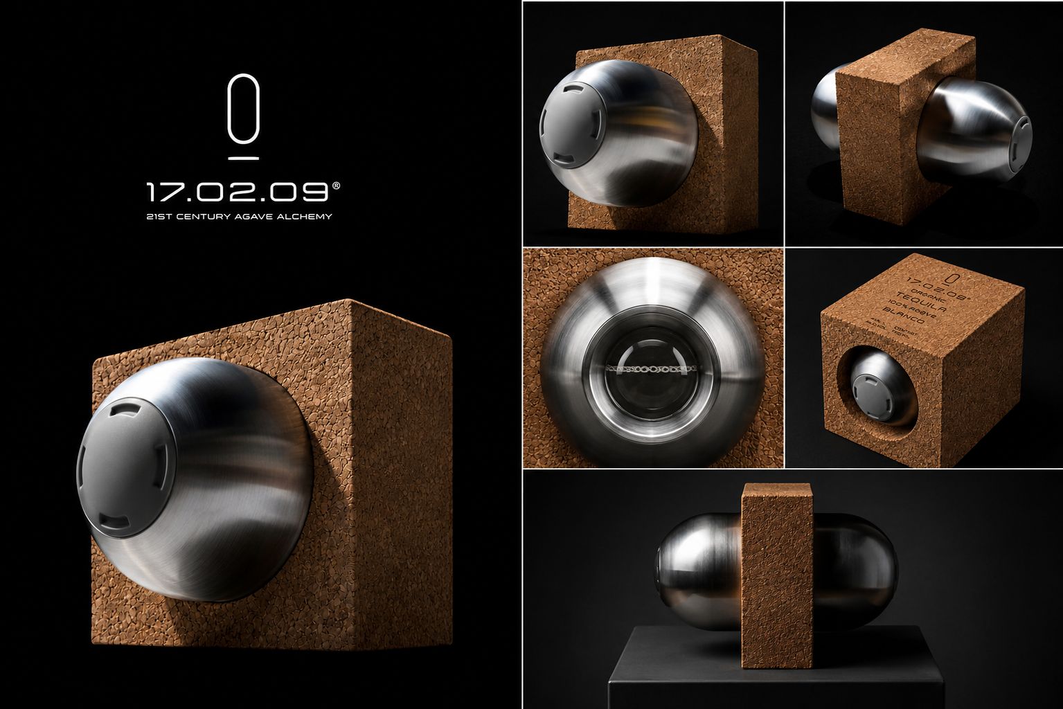 Sculptural design of the 17.02.09 tequila bottle